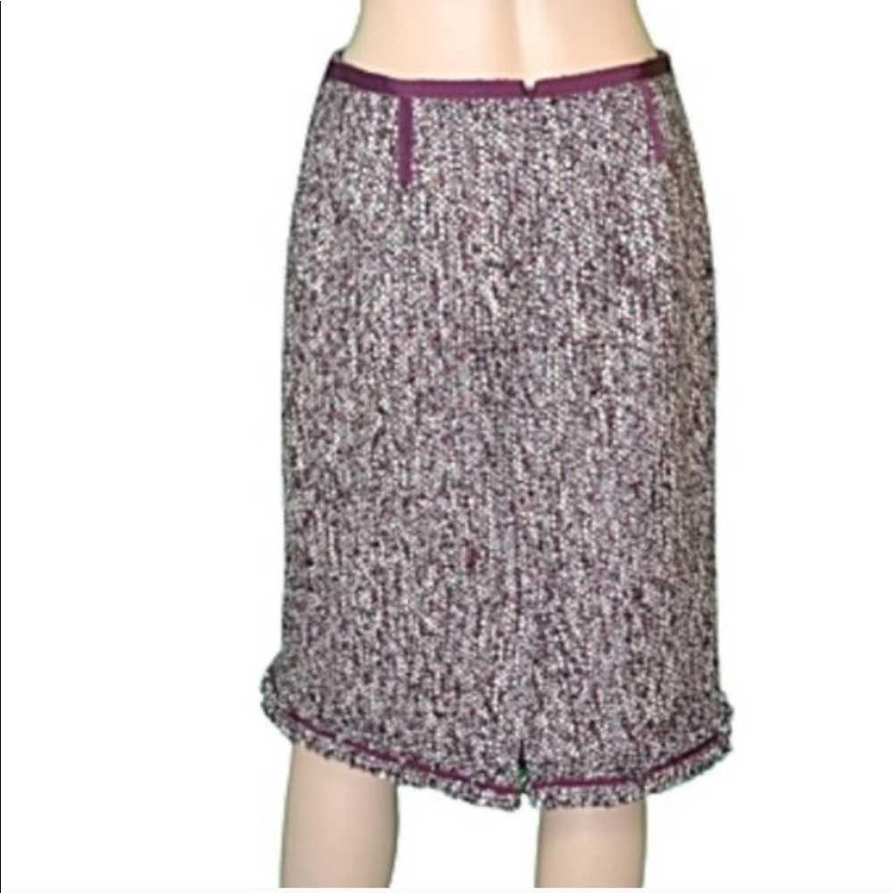 TALBOTS Purple Wool Fringe Pencil Skirt Size 4